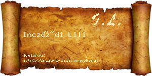 Inczédi Lili névjegykártya